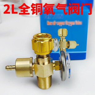 氧气阀门2升全铜阀带开关压力表小氧气瓶L便携式氧气焊具五金配件