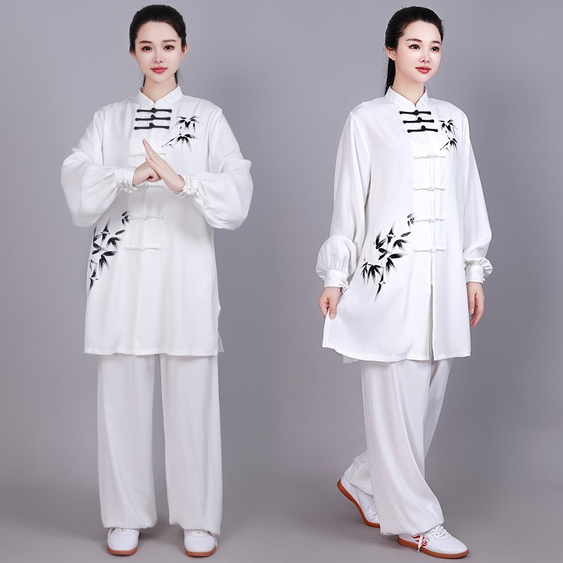 现货速发新品太极服春秋中长款练功服男太极拳武术晨练团体表演演