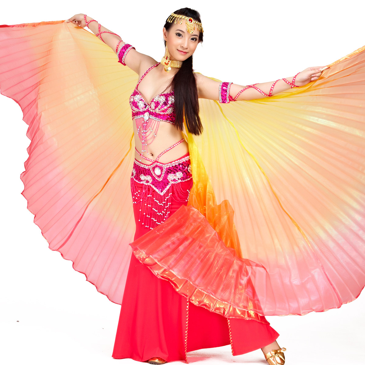 速发be色quee舞皮舞彩翅渐变色彩y大肚金翅道具配袋子