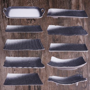 快速发货磨砂密胺餐具长方形烤肉C盘子火锅配菜仿瓷碟子烧烤专用