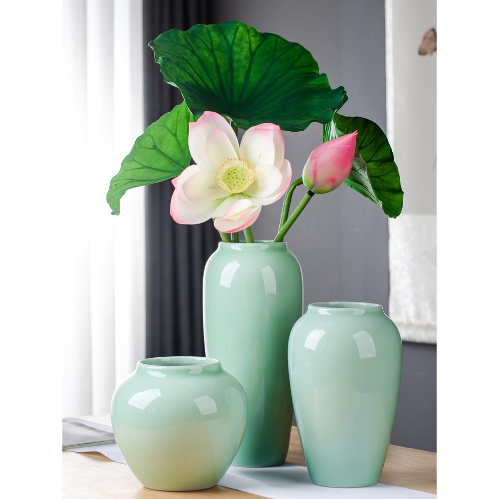 景德镇新中式简约禅意陶瓷电插天竹花瓶水南荷培客厅WR-452视柜玄