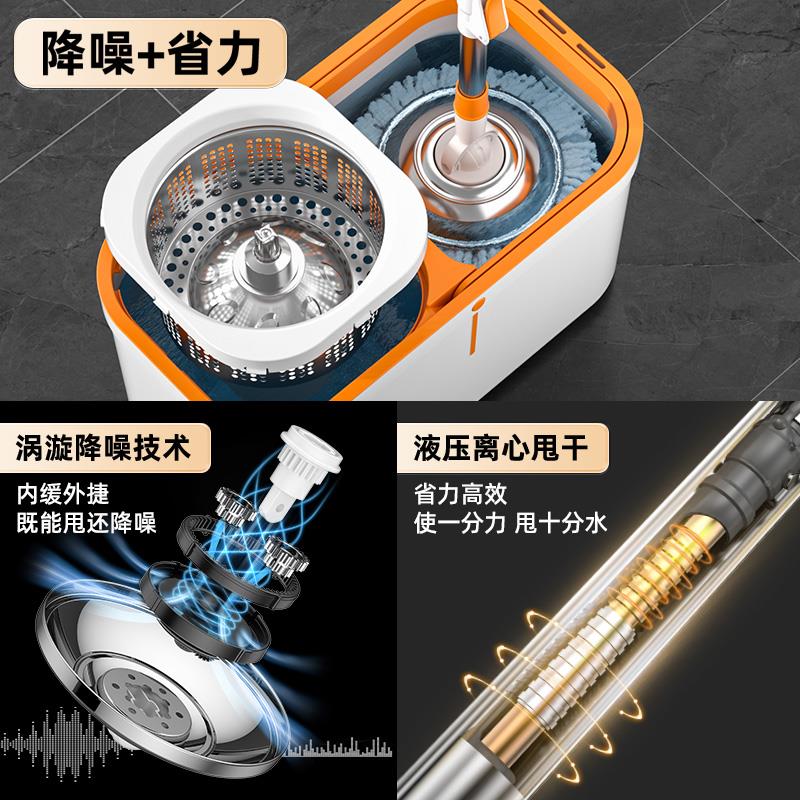 拖把尚奇旋转式甩干 干免手洗224新动款拖家用一拖净自0拧洗脱水