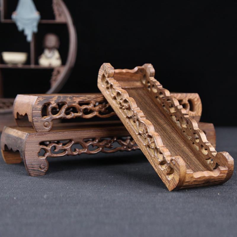 红木鸡 翅木底长座工艺质品摆饰底座实木方形奇石头佛XOF像底座木