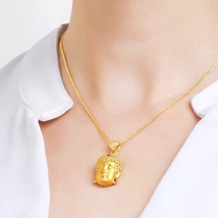 金店同款沙金佛头吊坠男女同款金色实心佛头本名佛挂坠不掉色高货