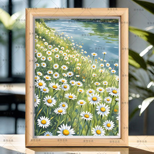 茉莉花梨花海棠花雏菊风景画相框桌面装饰画摆件摆台