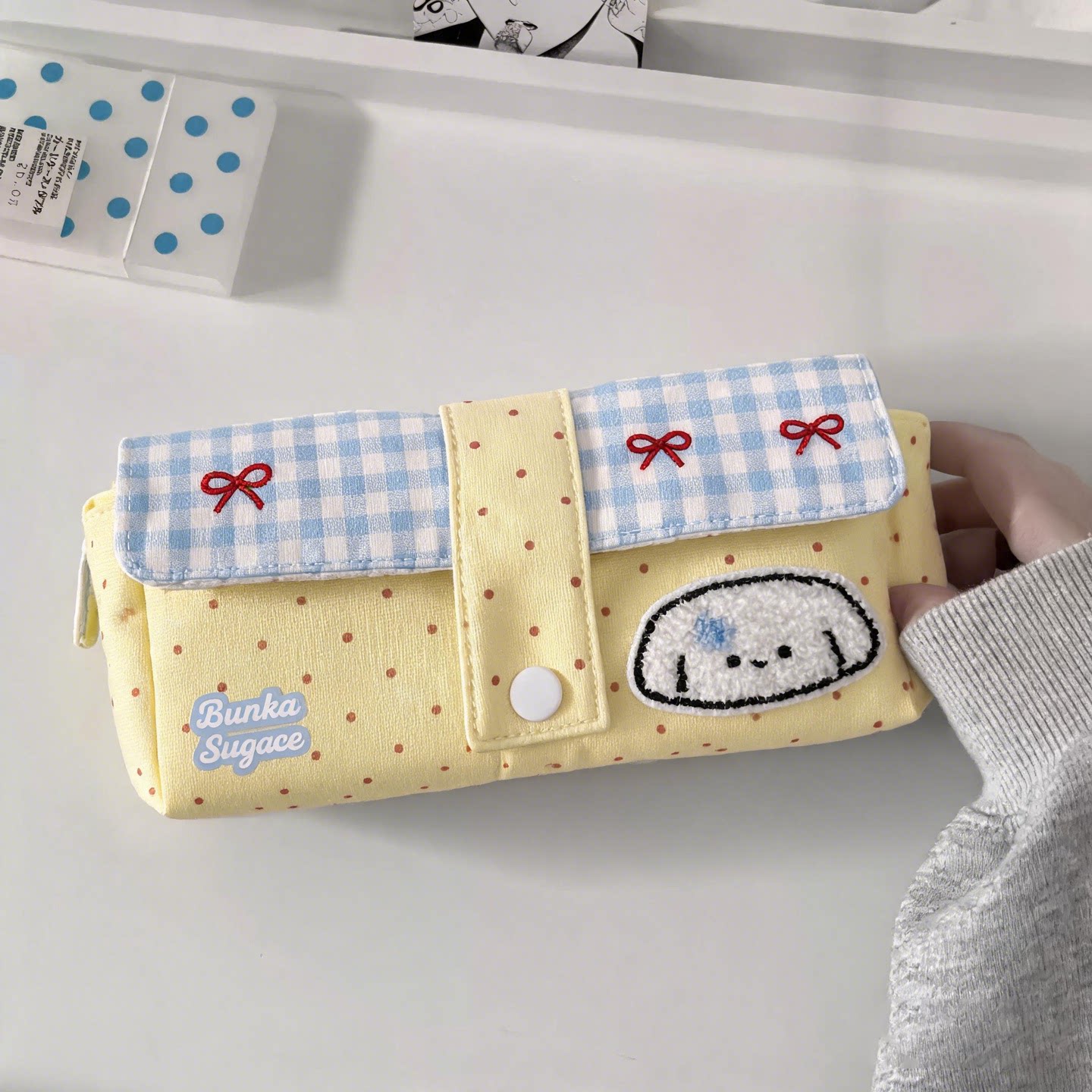 韩系新款房子格纹笔袋少女心满满可爱卡通初高中学生文具收纳袋