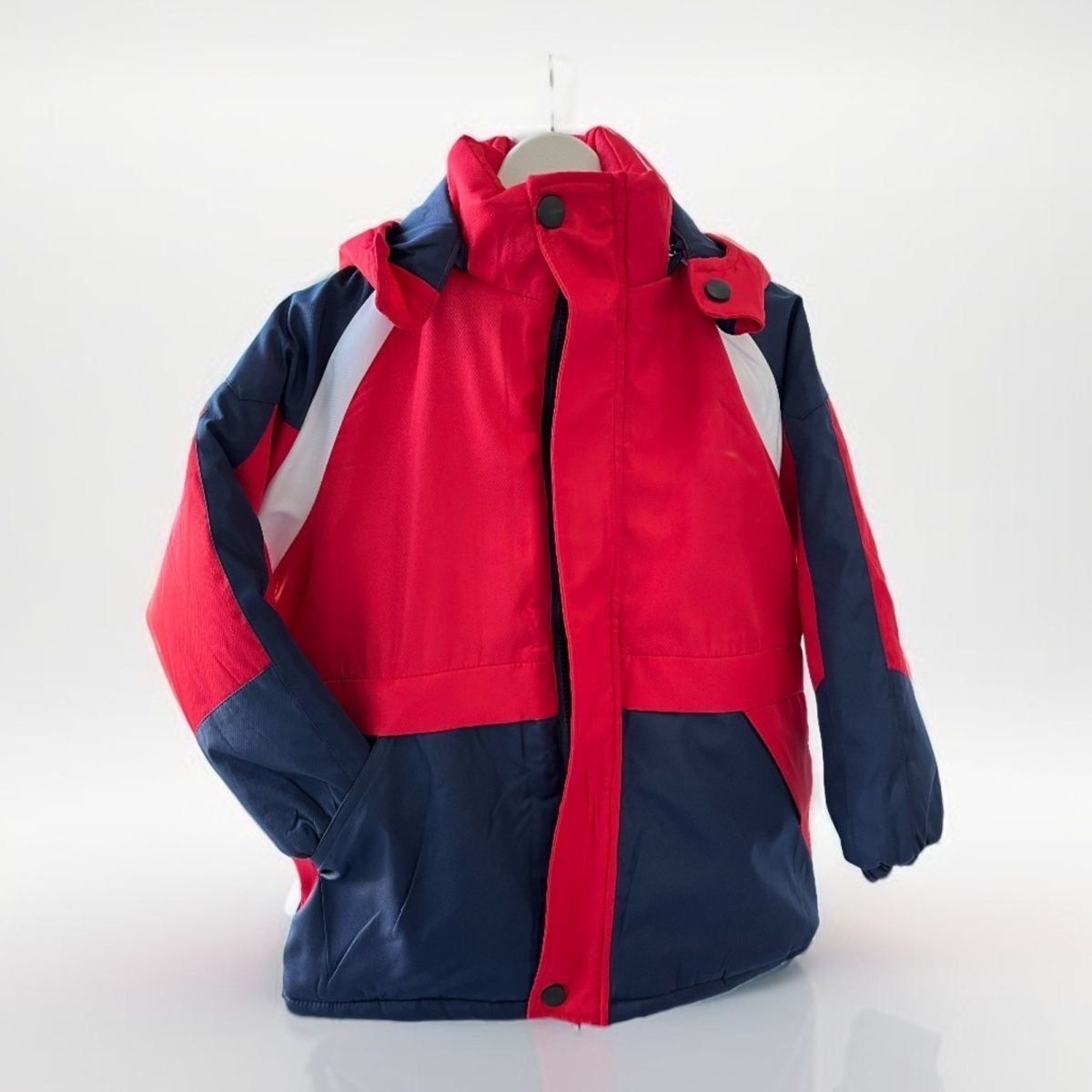 冲锋衣秋冬加绒加厚一体棉服幼儿园儿童班服保暖红蓝拼色冲锋衣