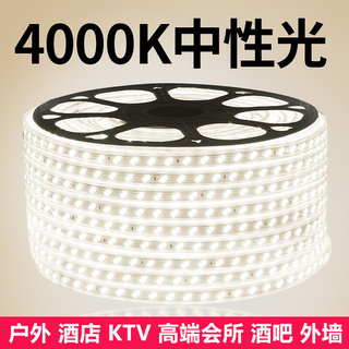 led灯带220v超亮5730双排中性光4000K工程家用商用自然光软灯带条