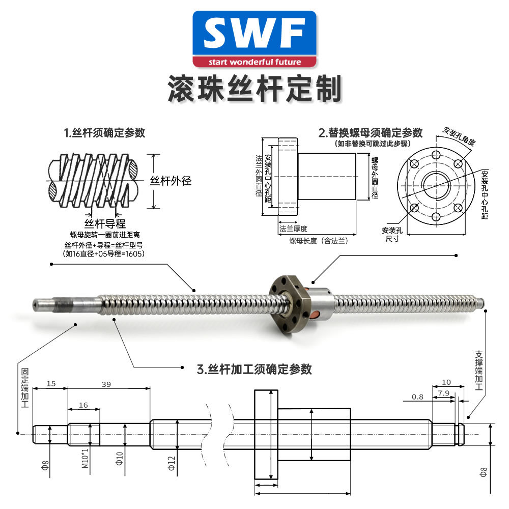 TBI互换SFU885滚珠丝杆螺母1605 1610 2005 丝010 5052螺杆2SFS杠 五金/工具 直线运动轴承 原图主图