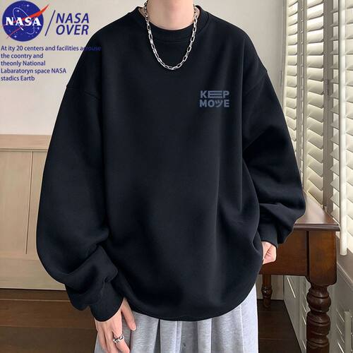 NASA联名美式字母设计质感秋冬季圆领卫衣加厚宽松男女同款情侣装