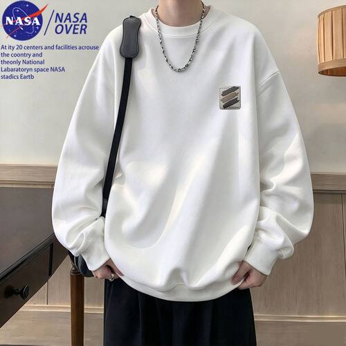 NASA联名美式男女秋冬宽松情侣重磅圆领内搭叠穿笔刷涂鸦印花卫衣
