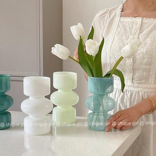 饰鲜花桌面玻璃花瓶水培道具 简约家居摆件ins风古器中复古插花装
