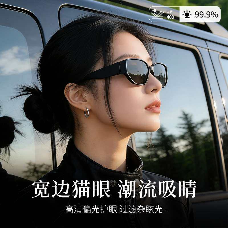 宽边猫眼墨镜欧美范UV400高清偏光镜20379户外太阳镜登山遮阳防晒