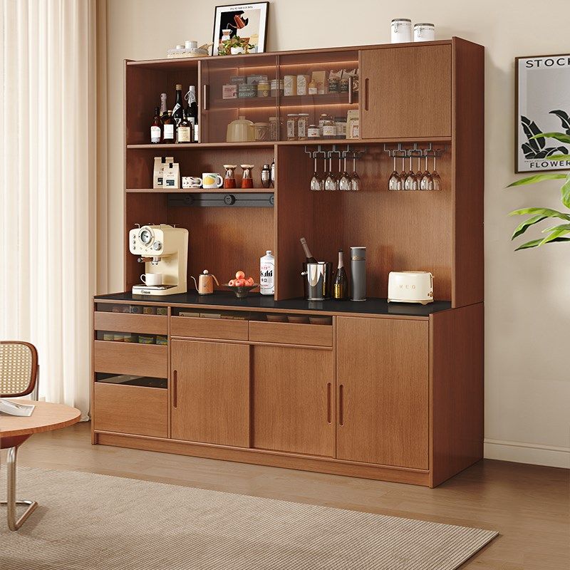 精选实木餐边柜靠墙一体储物柜子2025新款客厅收纳置物柜咖啡机茶