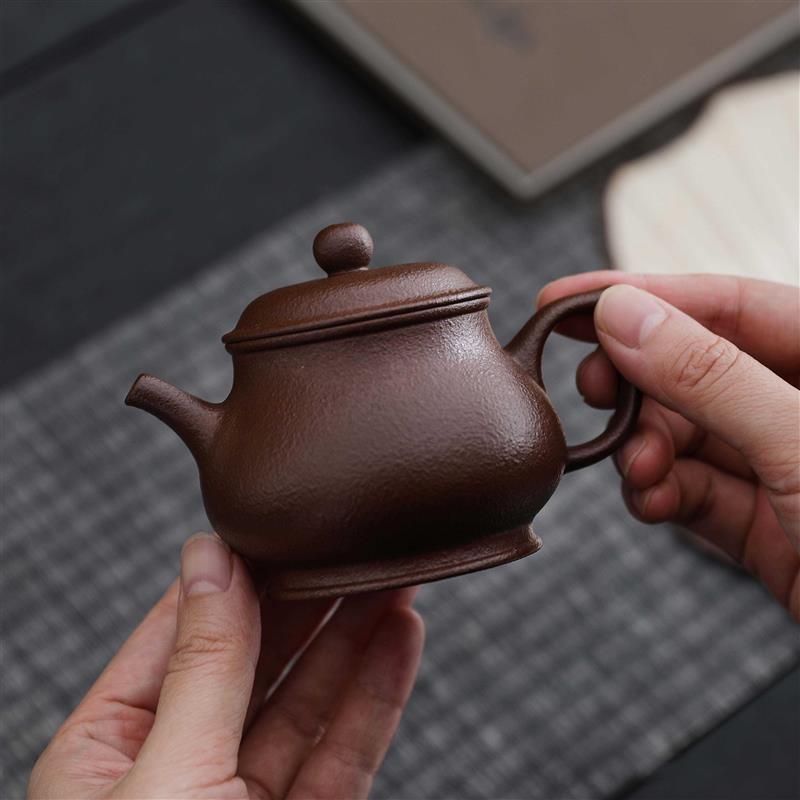 原矿紫砂壶潘壶复古小容量小品泡茶壶宜兴薄胎手工紫泥小潘壶粗砂