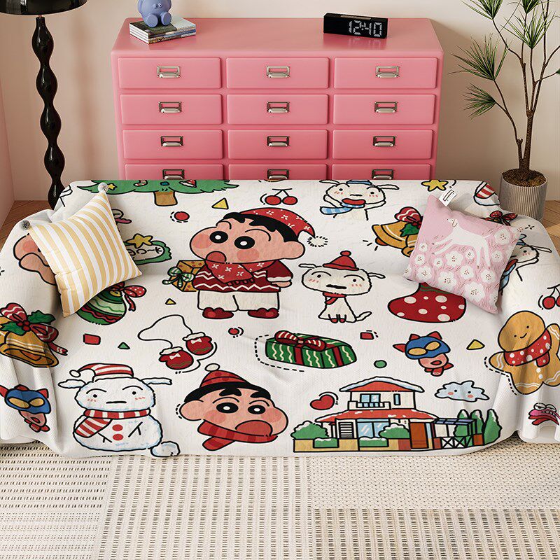 精选卡通新款小新沙发全盖布防猫抓四季用沙发巾可爱多巴胺沙发垫