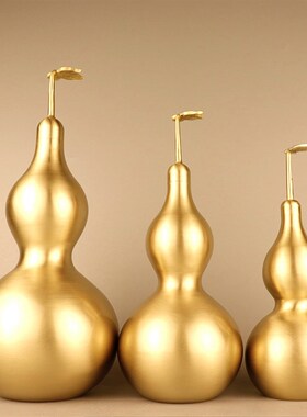 风水铜器精工纯黄铜葫芦光面拉丝开盖螺丝口葫芦中式纳福礼品摆件