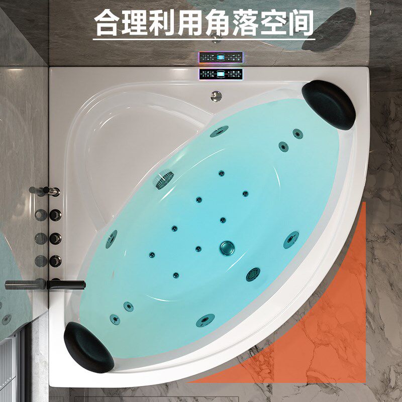 智能家用双人扇形按摩恒温加热浴缸三角浴盆小户型浴缸1m-1.5米