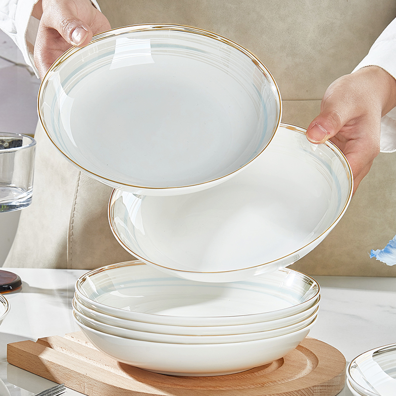 景德镇骨瓷盘子菜盘家用碗盘餐具2025新款高档轻奢好看的碗碟套装