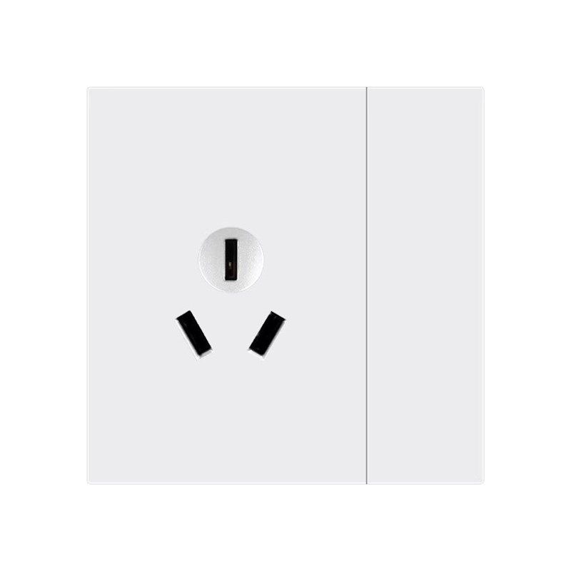 PC白色86型超薄大板开关插座五孔一开二三插16A带开关七孔