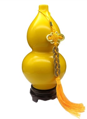 黄色陶瓷葫芦摆件化厨房西北角火烧解乾天门卦西南V缺角昆仑五色