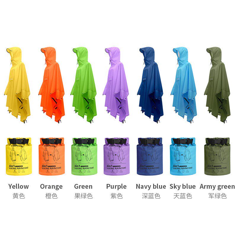 升级款户外三合一雨衣徒步登山防风防雨骑行多功能尼龙应急雨衣