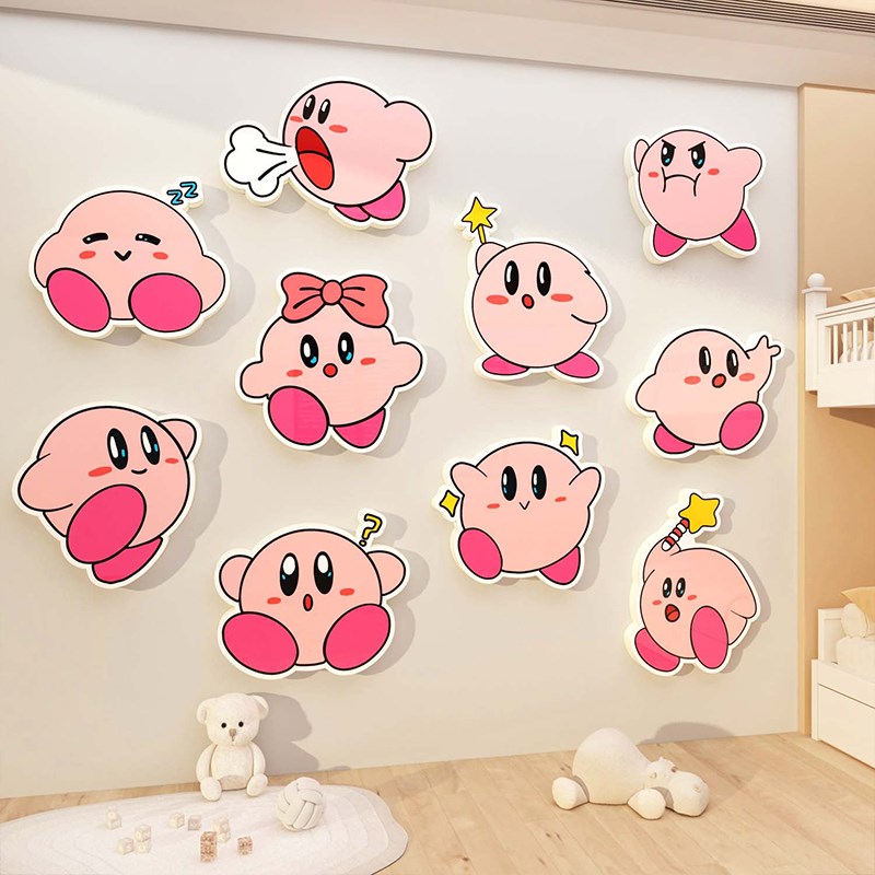 星之卡比儿童房间墙面装饰门贴纸公主男生女孩海报U床头玩具房布