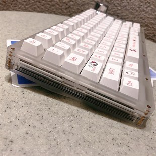 KT猫主题可爱原厂高度PBT机械键盘键帽65/75/87/98/100/104猫键帽