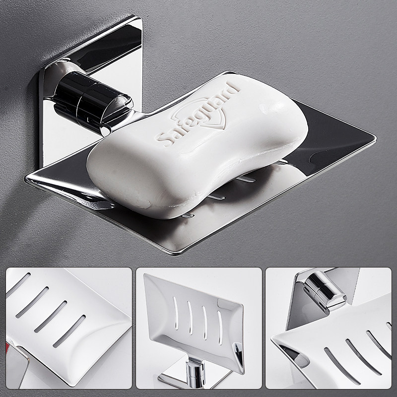 304不锈钢浴室肥皂盒免打孔创意沥水香皂碟壁挂卫生间家用置物架