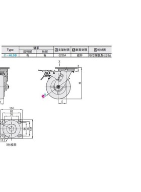 C-HLSB100/125/150-U 替代米思米 HLS/HLSBB/HLF 脚轮