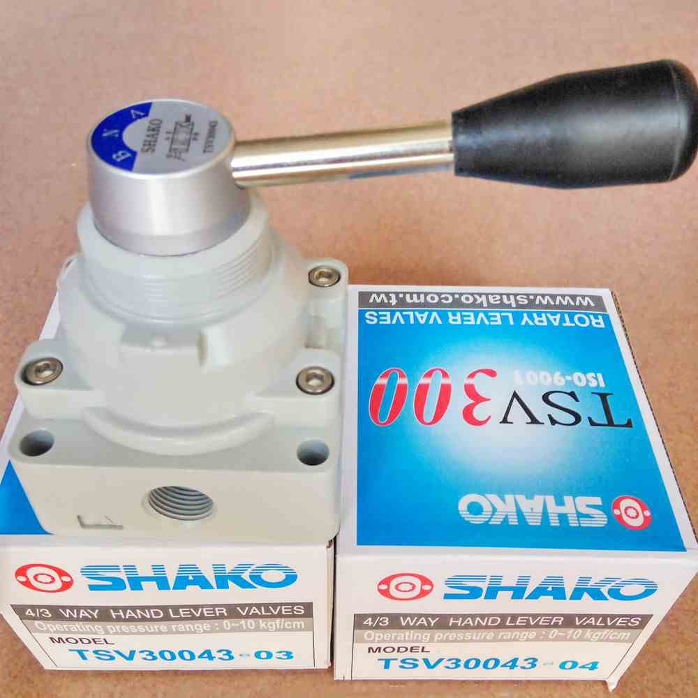 SHAKO台湾新恭气动三位四通手动控制阀TSV30043-02 03 04B手转阀