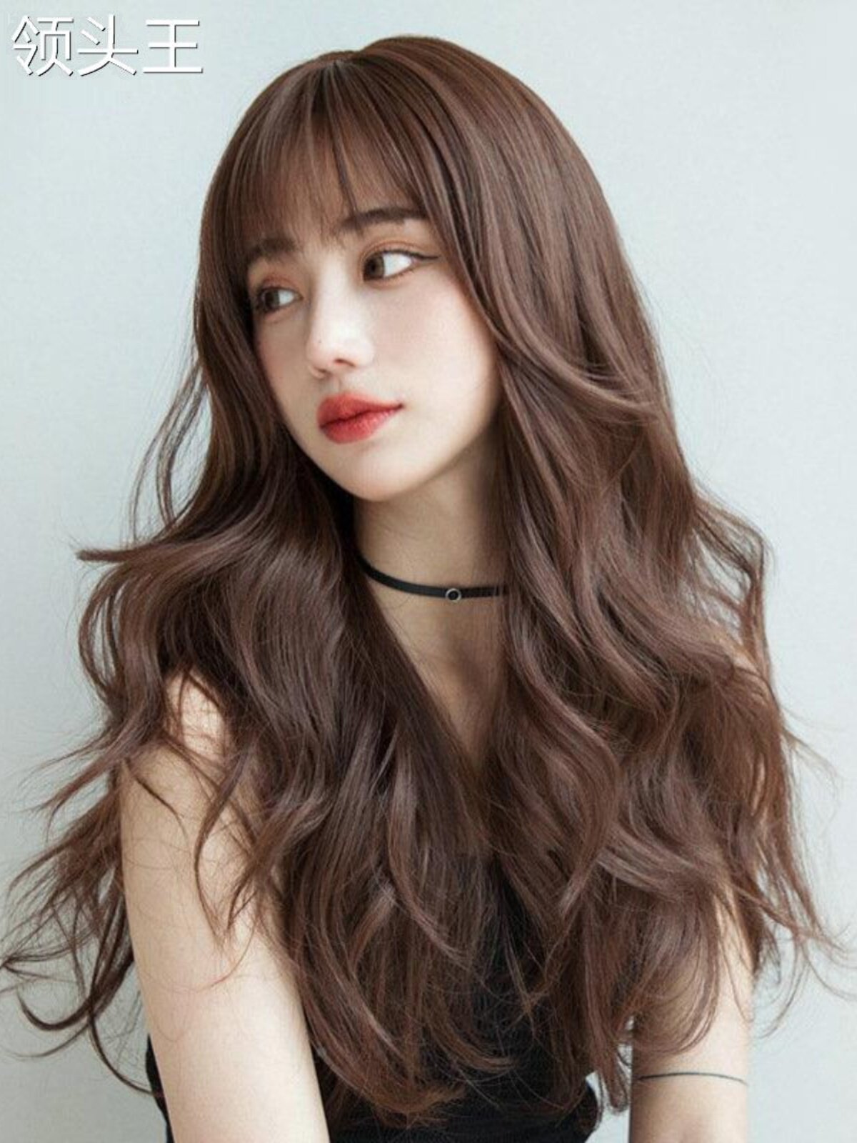 跨境日韩空气刘海长发卷发化纤高温丝头发女工厂 假发全头套