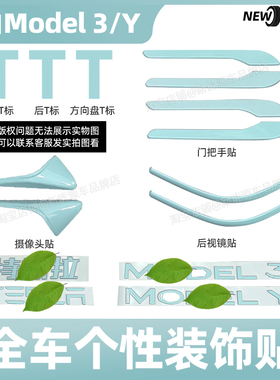 适用特斯拉modely/model3冰川蓝色车标贴门把手车标贴片装饰配件
