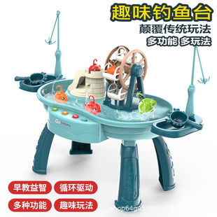 跨境热卖儿童钓鱼玩具戏水玩具亲子互动电动音乐早教旋转钓鱼池