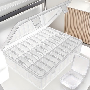 热卖 新品 5.5透明小方盒30格家用收纳盒家用桌面塑料收纳盒