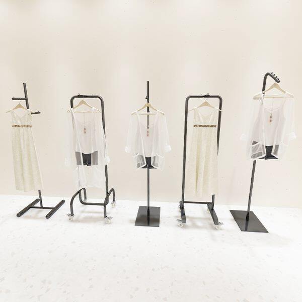 正货架黑镀服装店展示架陈列落地架不锈钢架钛高档女装店电挂架