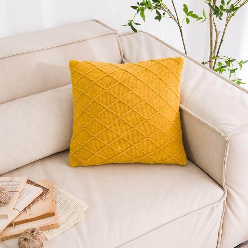 纯色抱枕轻奢风菱形格酒店民宿靠枕卧室沙发靠腰枕芯枕套床头靠垫