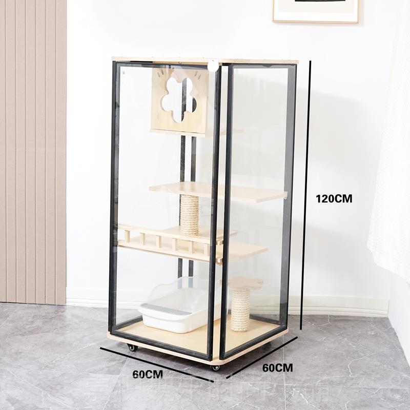 高档猫窝猫大别墅家猫用笼子实木豪猫咪别墅型室内猫柜全景华玻璃