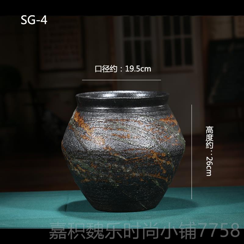 高档精品复古法师多肉老桩花盆厅摆干花插客花陶透气大号陶粗瓷件