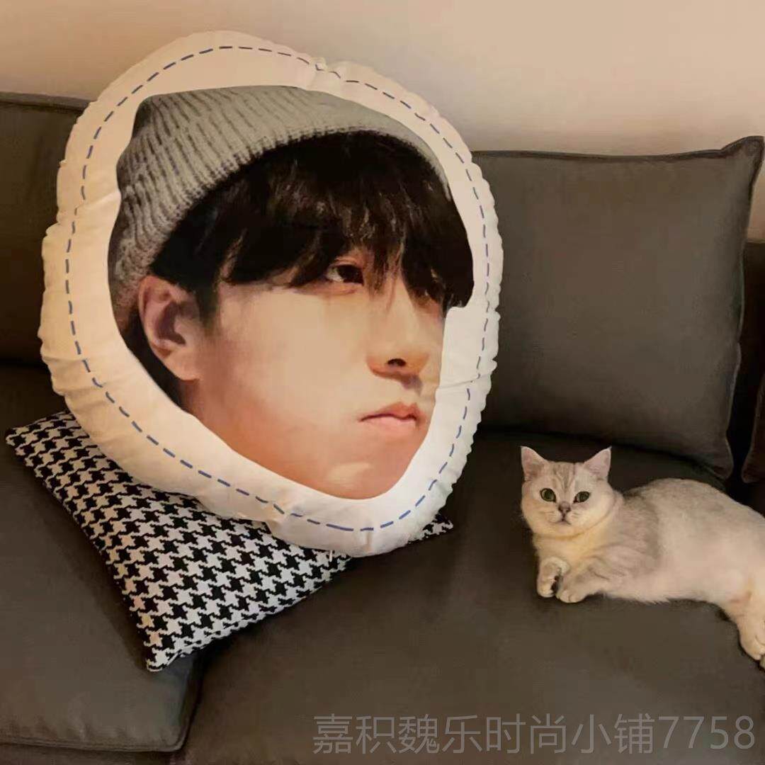 高档定制ins袋风爱大头照片可脑头部抱枕娃娃抠图居定做家礼物送