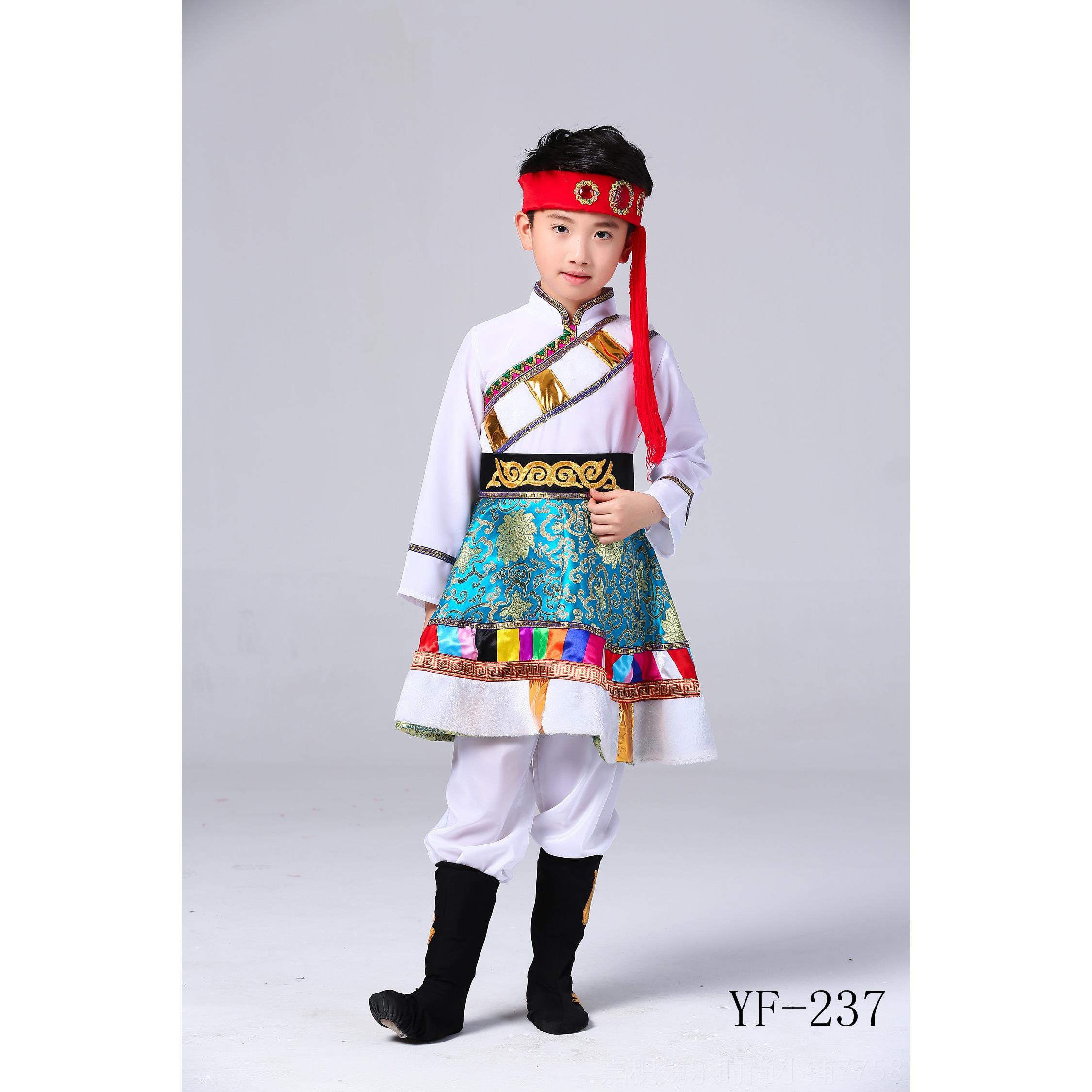 高档儿蒙古舞蹈服童装男孩男童藏族族衣服少数民服族饰六一演出表