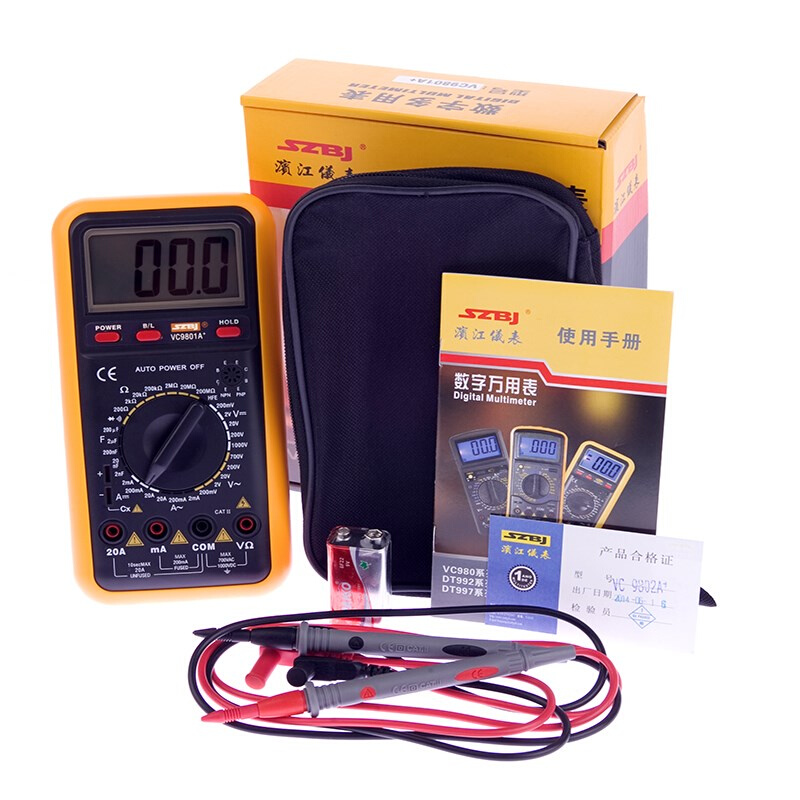 。深圳滨江VC9801A+数字万用表（过载保护带背光B/L数据保持DH)