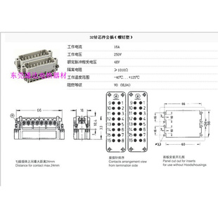 HDXBSCN西霸士HA32针矩形重载连接器航空插头HA032M公芯插现货