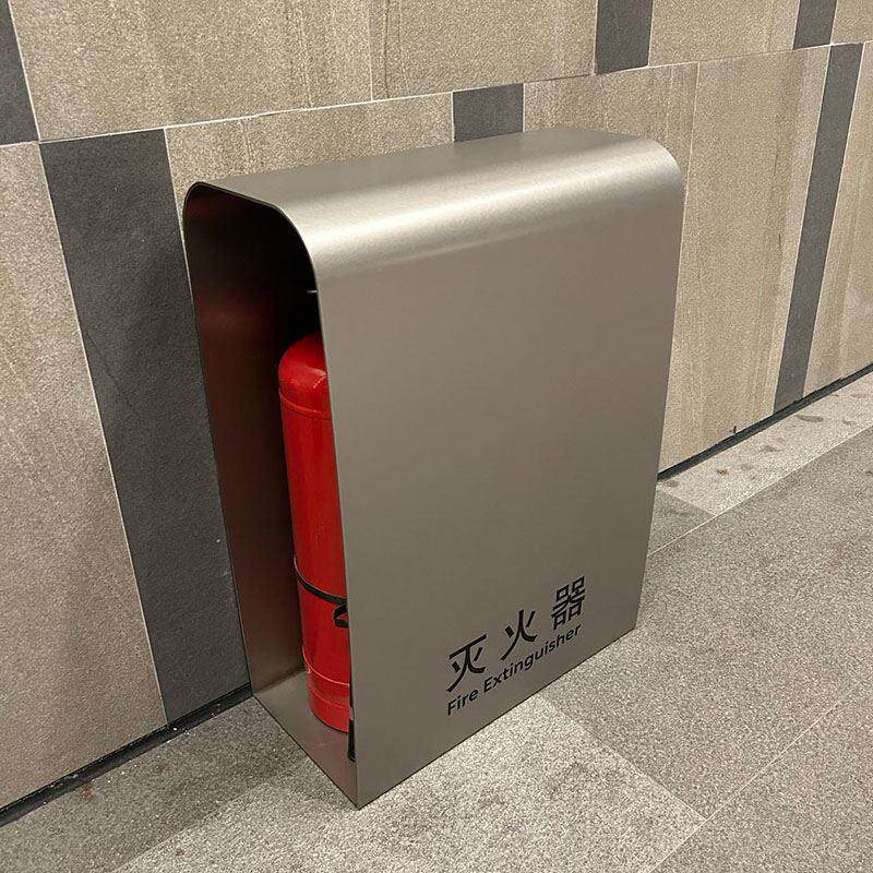 不锈钢乱纹灭火器箱商场展厅奶茶咖啡店专用消防箱加厚消火器箱