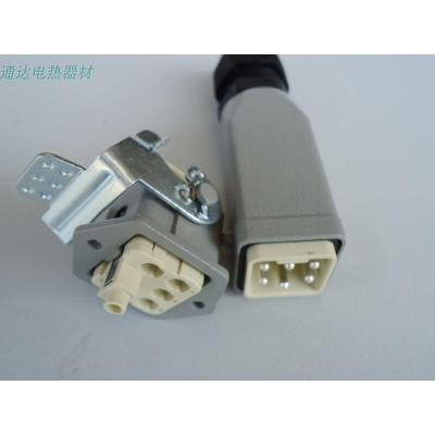 。西霸士5针矩形重载连接器航空插HQ005开孔安装顶部出线冷压针现