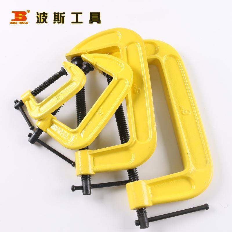 波斯G型夹木工夹G字夹工具夹C型夹黄色烤漆波斯工具2/3/4/5/6英寸