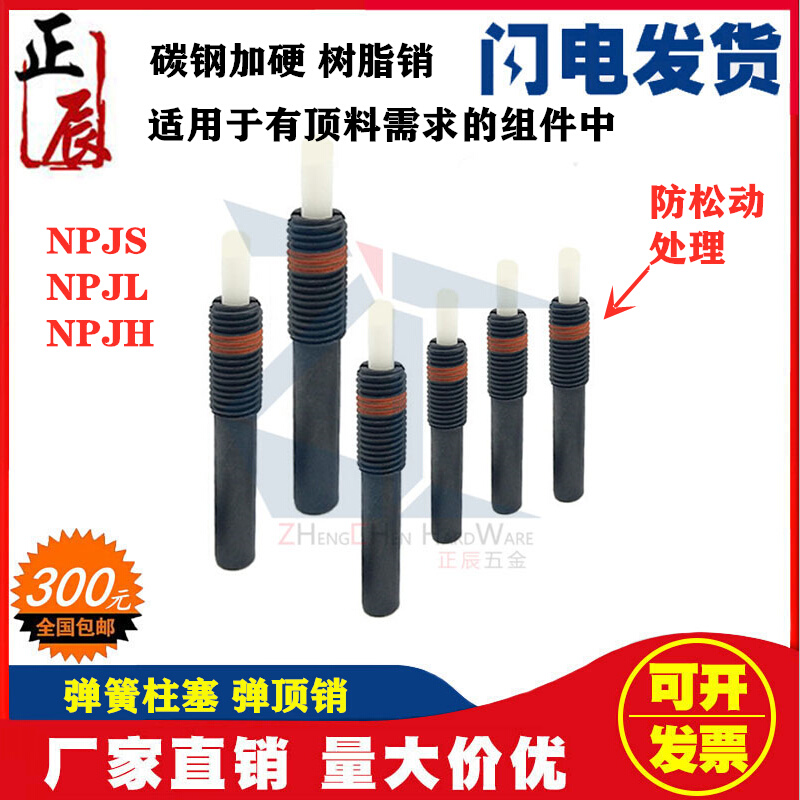 。ZAP15粗牙弹簧柱塞NPJS3/4/5/6/8/10/12/16/20塑料分度定位锁紧