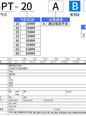 平行手指气缸HGP/HGPT-16-20-25-35-40-50-A-B-F替代费斯托