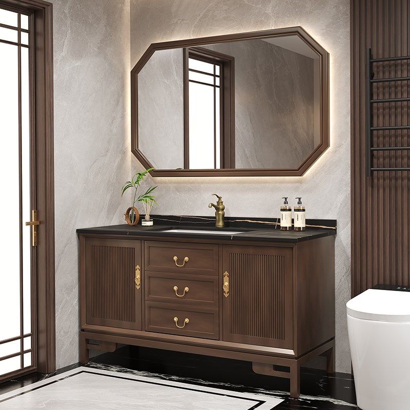 新中式浴室柜组合落地式岩板无缝陶瓷盆卫生间洗手池洗漱台定制,家装主材,浴室柜组合,淘宝优惠券,粉丝福利购,淘宝优惠卷