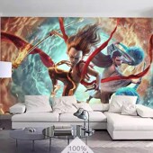 复古涂鸦嘻哈街舞健身房壁纸舞蹈室背景墙纸哪吒闹海网红打卡壁画